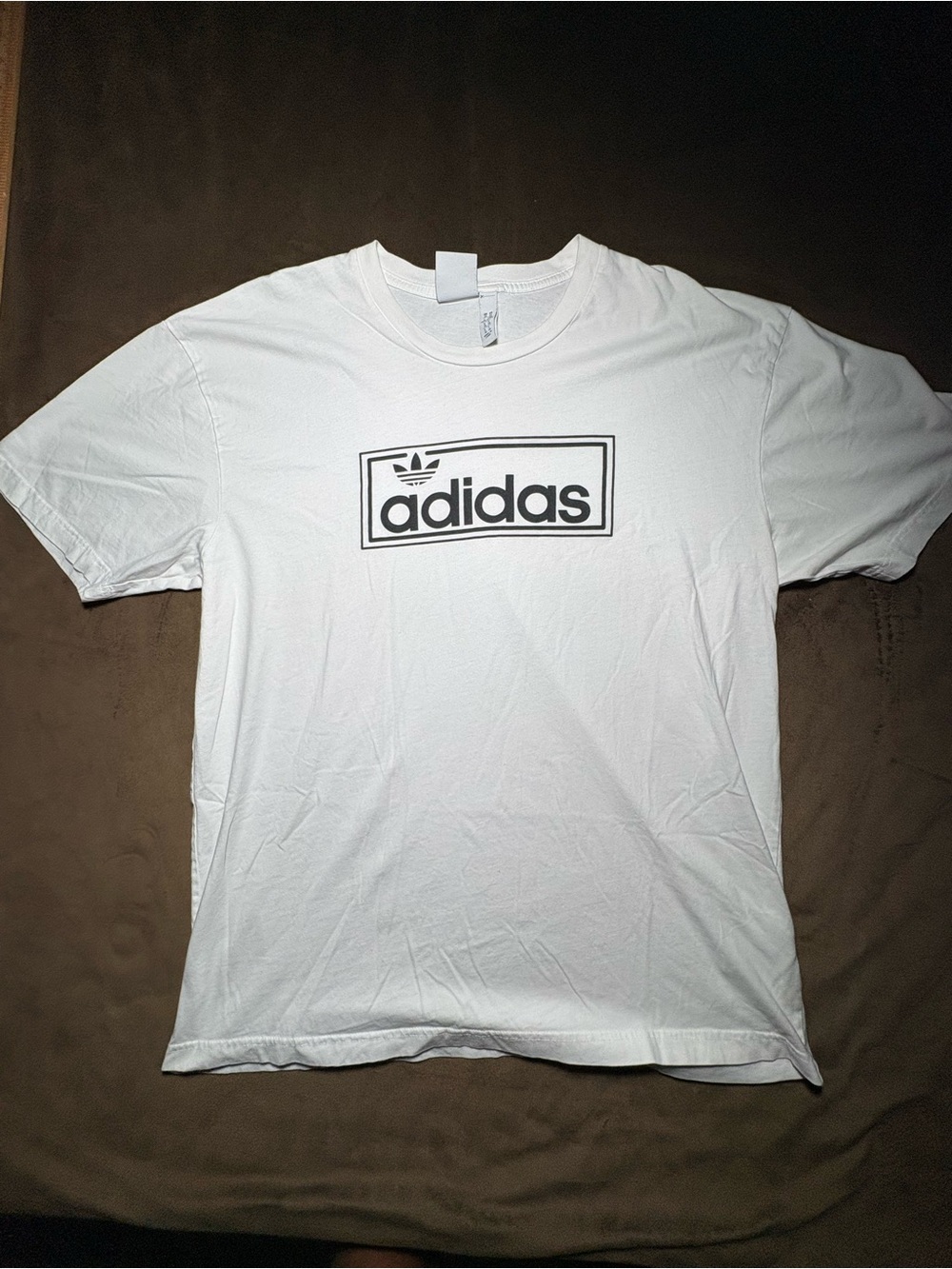 Adidas Originals Black & White Box Logo Tee – Size Extra Large